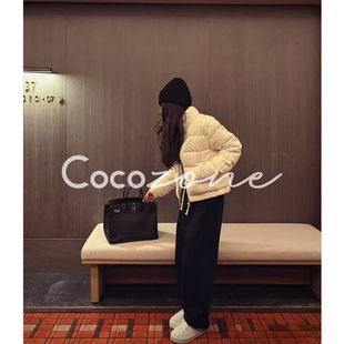 ZONE 90鹅绒立领纯色饼干格外套 刘 露白 CD2A2733 一一 COCO