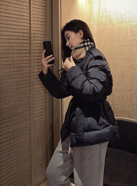 COCO ZONE 刘11 “柏利鹅绒”90鹅绒翻领系带收腰保暖羽绒服女