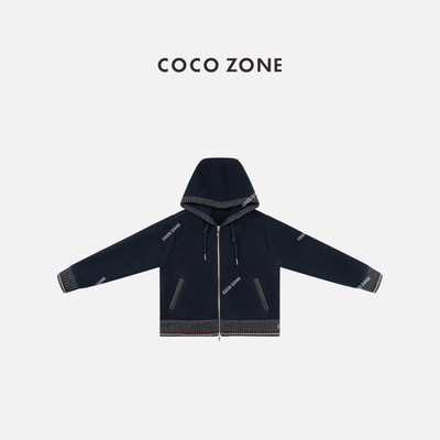 COCO ZONE刘一一 设计感女士连帽外套撞色百搭休闲上衣CC1C2171