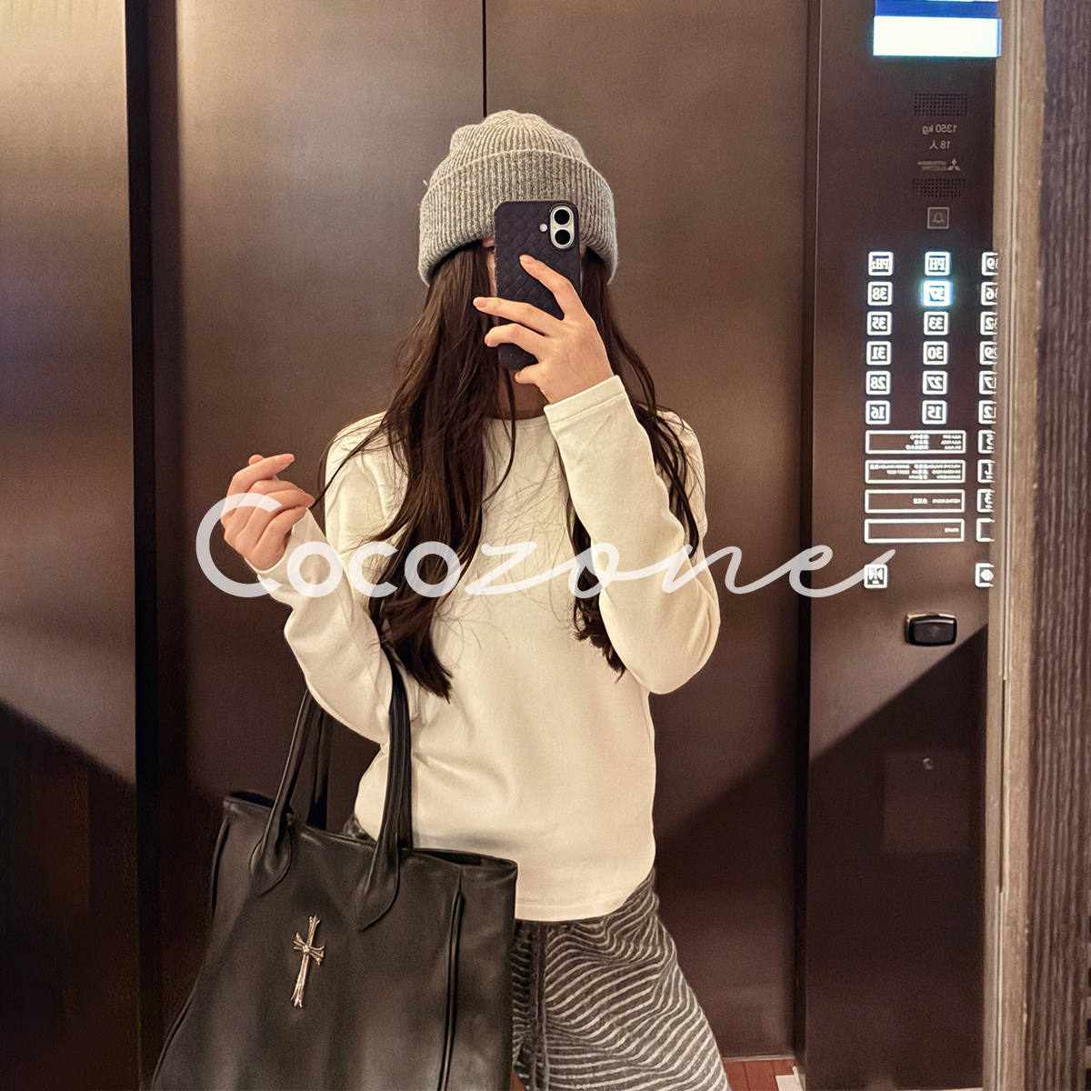 COCO ZONE 刘 一一“耐穿打底”莱赛尔兔毛混纺长袖T恤 CD2A2994