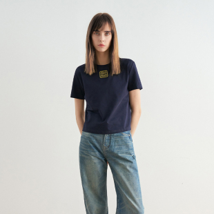 ZONE T恤圆领显瘦短款 刘一一 字母纯色短袖 上衣CC1A0551 时尚 COCO