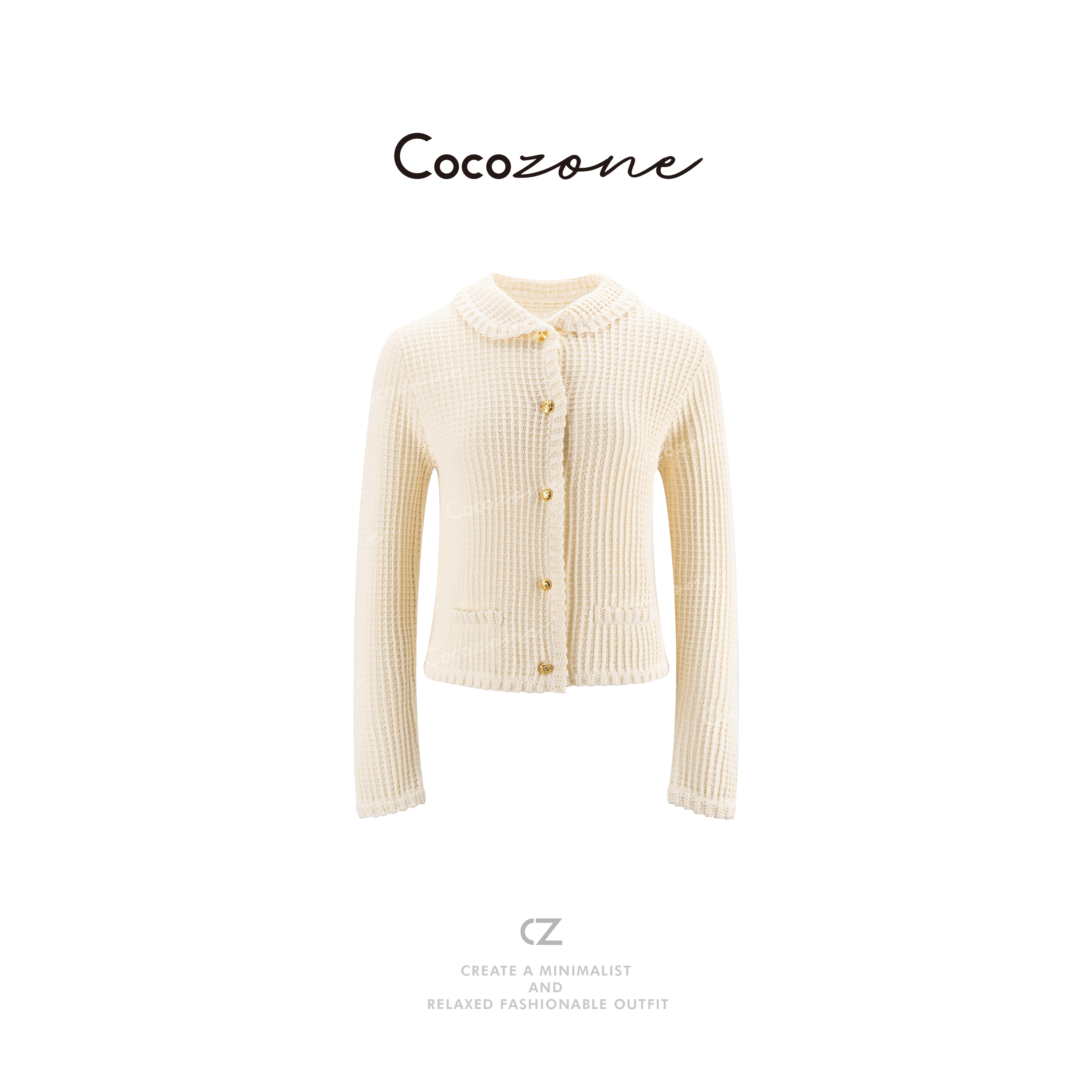 COCO ZONE 刘一一奶酪毛衣2025秋装新款100纯棉方格针织衫上衣女