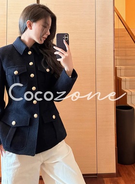 COCO ZONE 刘一一 ”妍妍“羊毛混纺翻领单排扣外套 CD2A2238