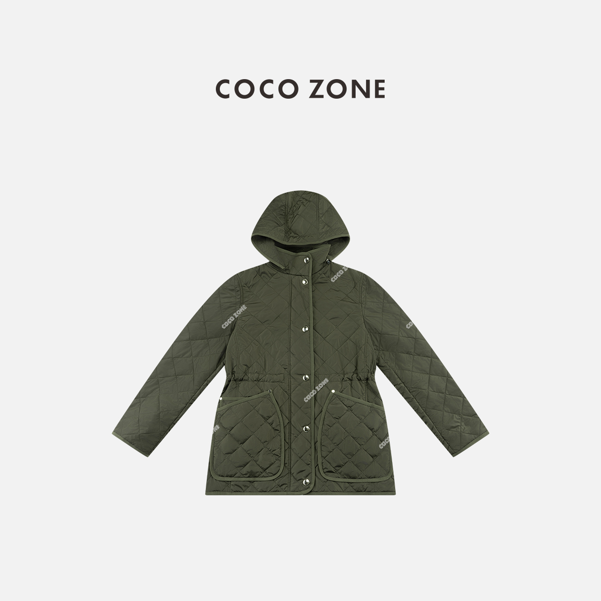 COCO ZONE 刘一一 高级感单排扣菱格长袖保暖气质棉服CC2C2230
