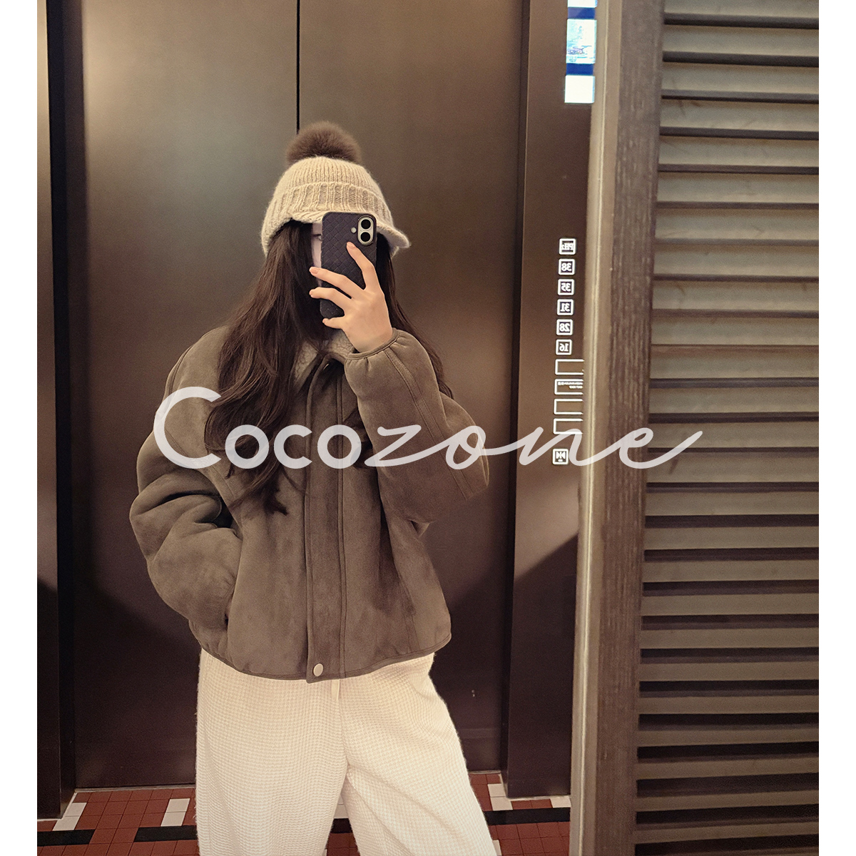 COCO ZONE 刘 一一“绵绵”100绵羊毛大翻领拉链外套 CD2A2992