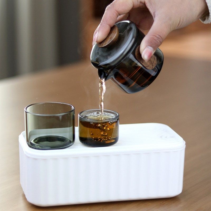 小号120ml手抓壶 一壶两杯便携旅行茶具耐热玻璃快客杯防烫泡茶碗,餐饮具,旅行茶具,淘宝优惠券,粉丝福利购,淘宝优惠卷