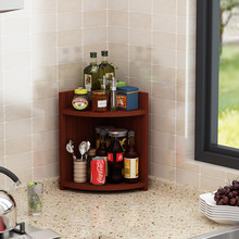 厨房置物架2层转角架三角架3层拐角架木质收纳储物架调味调料架