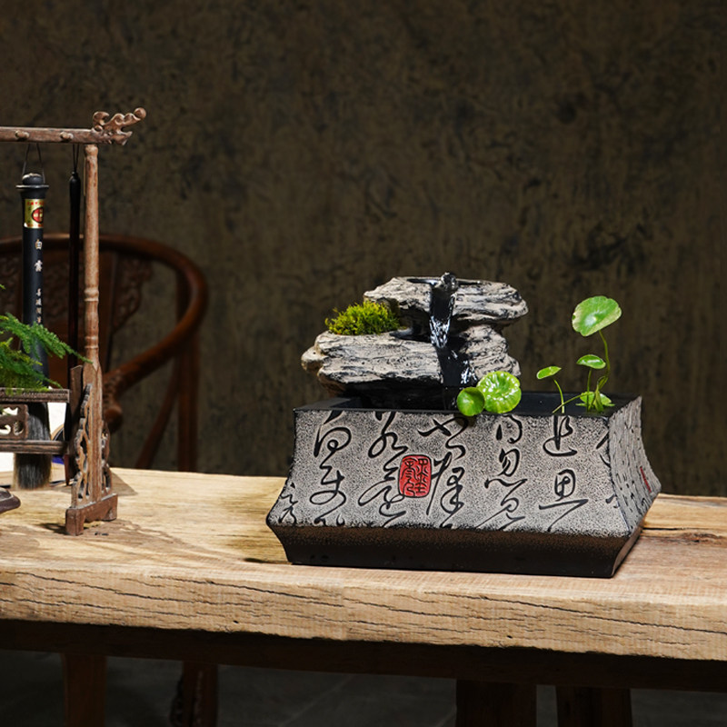 中式桌面流水摆件创意办公室书架茶台室内小型喷泉装饰景观,家居饰品,流水摆件,淘宝优惠券,粉丝福利购,淘宝优惠卷