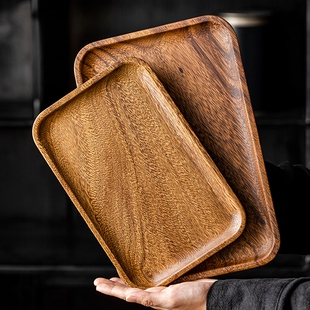 整板南美胡桃木长方形托盘餐厅咖啡下午茶餐盘木质点心盘干泡茶盘