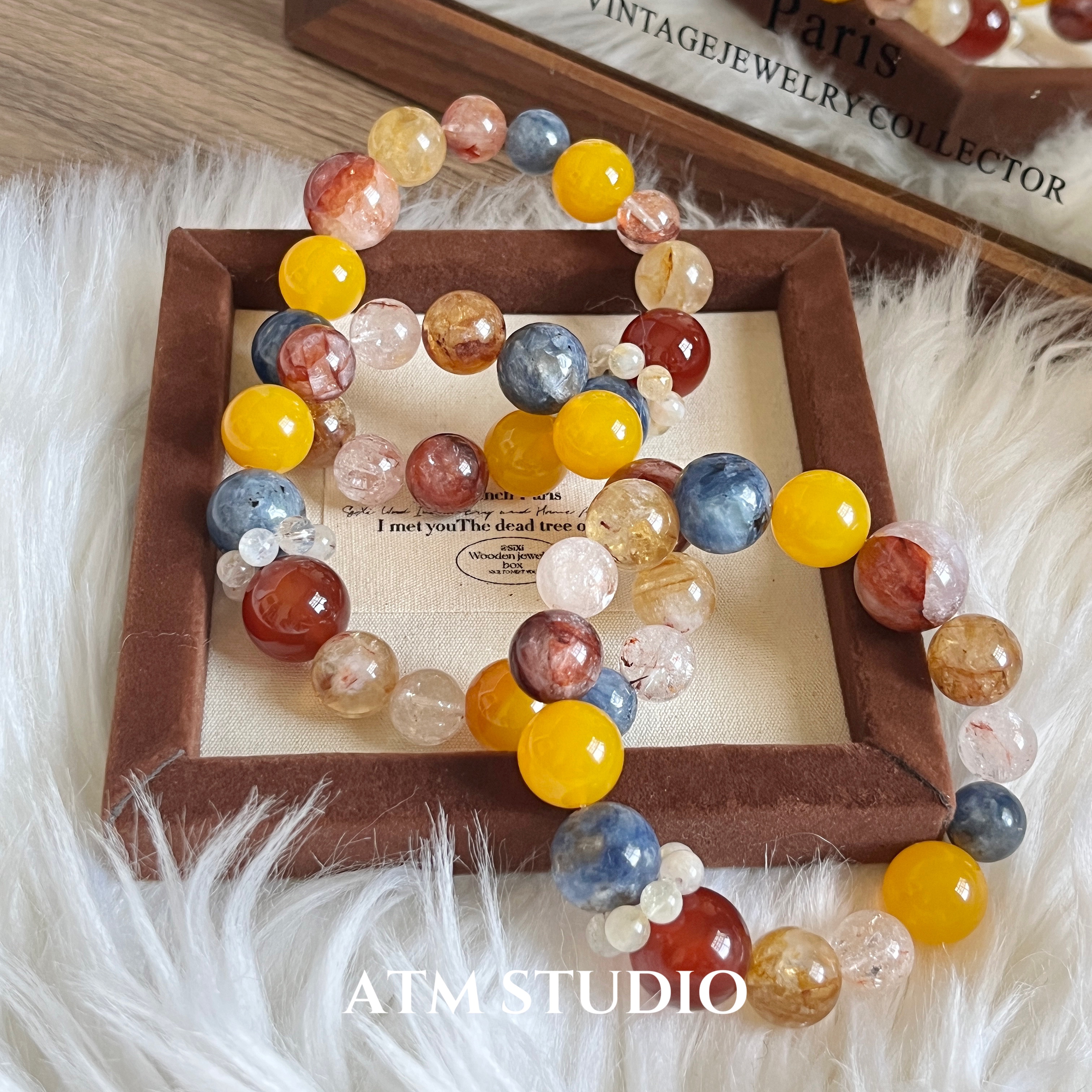 白雪公主|天然水晶多宝手串红玛瑙蓝晶石招财黄塔晶手链秋冬新款