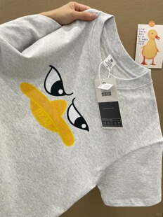 夏季 圆领百搭体恤上衣 纯棉卡通印花短袖 t恤女ins休闲情侣宽松经典