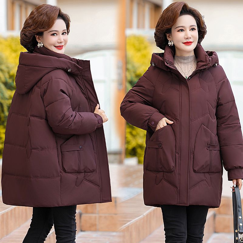 中老年妈妈装棉服中长款洋气秋冬2025新款中年冬装加厚保暖外套女