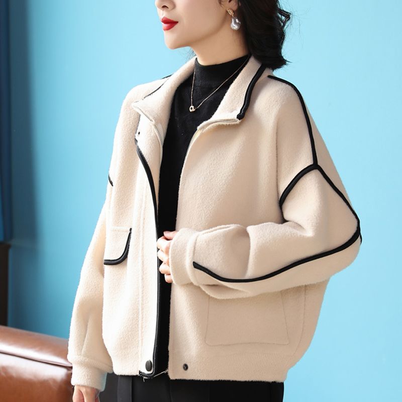 妈妈冬装气质短款羊毛外