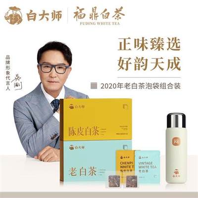 白大师福鼎白茶2020年陈皮白茶袋泡茶包小方片闷泡杯茶叶礼盒64g