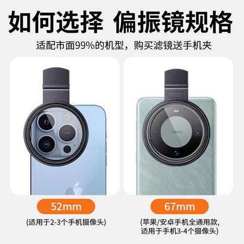 热销ZKZV手机偏振镜拍照专用摄影滤镜高清专业cpl偏光镜通用卡香