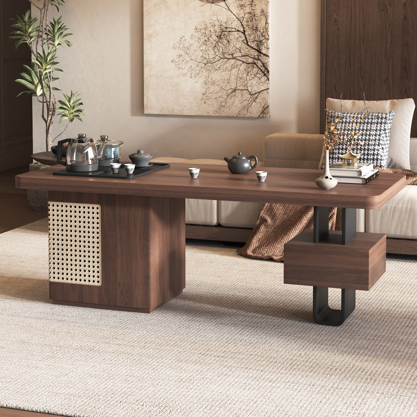 新款白蜡木茶桌茶台一体高端小户型简约现代客厅家用泡茶功夫茶几