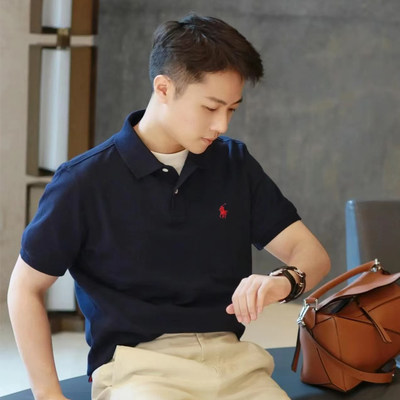 美式宽松POLO衫男短袖夏季新款翻领T恤衫休闲百搭小马标刺绣上衣