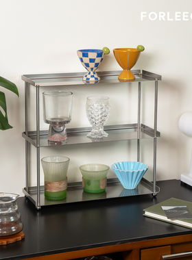FORLEECHS不锈钢置物架杯架香水收纳极简多层咖啡收纳桌面置物架