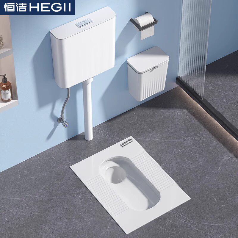 HEGII/恒洁蹲便器防臭陶瓷蹲厕便池水箱套装卫生间马桶家用蹲坑
