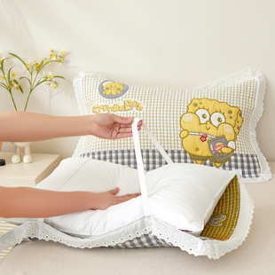 枕巾纯棉可固定一对装纱布枕头巾防头油2025新款防脱落垫巾加大