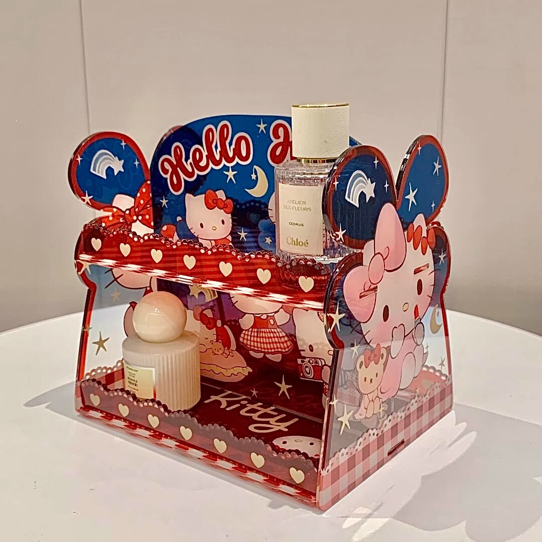 HelloKitty猫双层亚克力收纳盒高颜值桌面化妆品收纳整理置物架