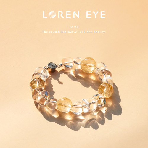 LOREN EYE 限定维纳斯金发晶女白水晶手串磁吸扣手链钛晶发晶礼物