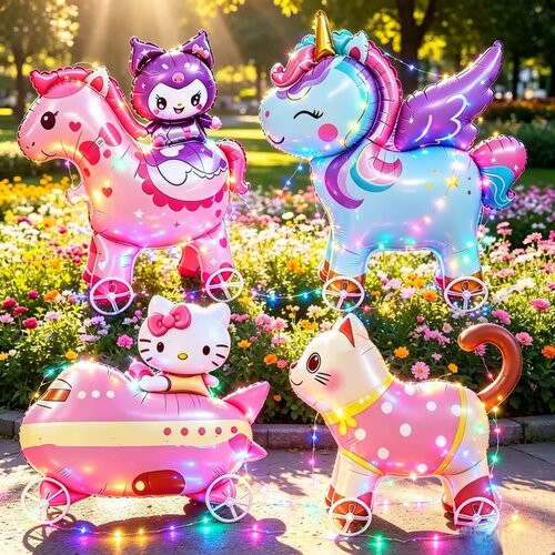 发光动物走路带轮儿童生日气球