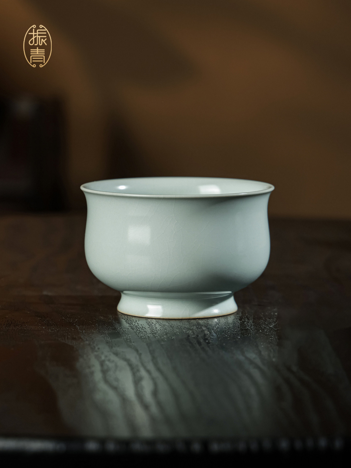 汝窑炉杯、大师杯、单杯、青瓷茶杯、中国景德镇手工薄胎汝瓷原矿