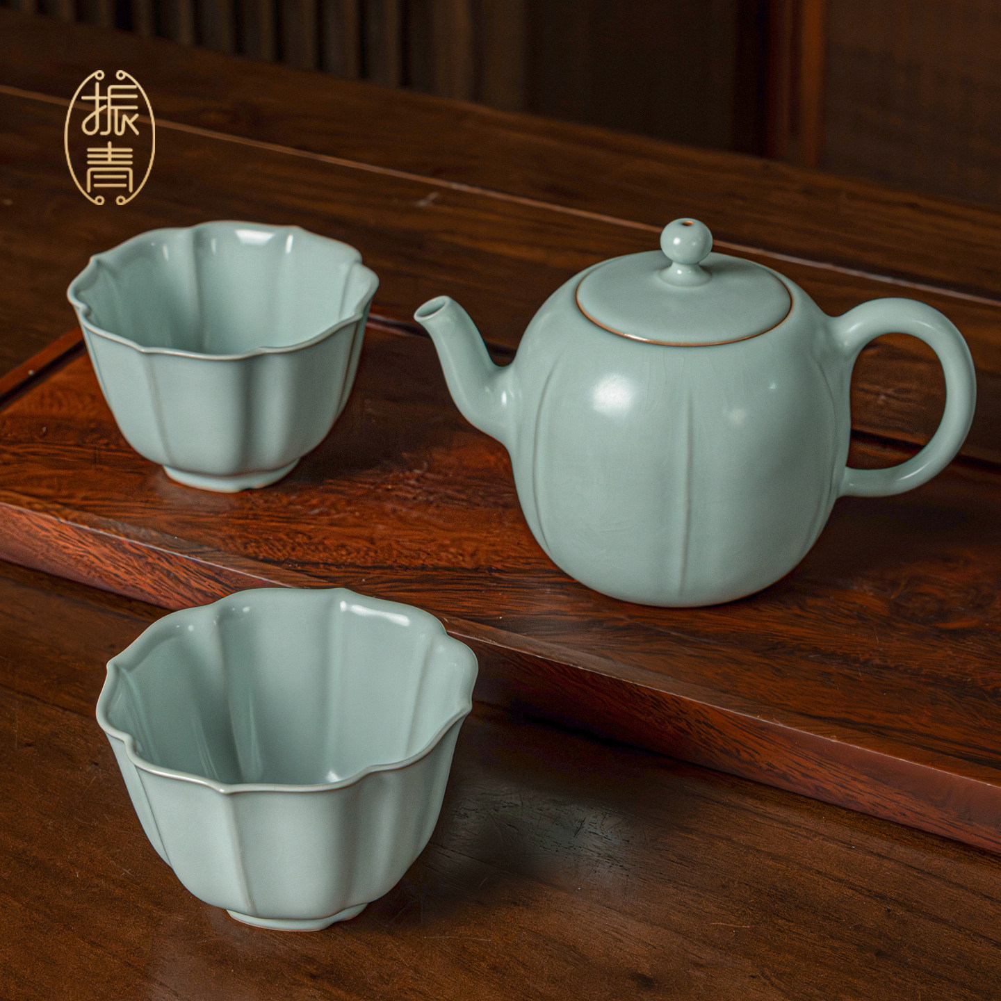 汝窑功夫茶具家用一壶二杯景德镇高端中式陶瓷茶壶套装送礼送长辈