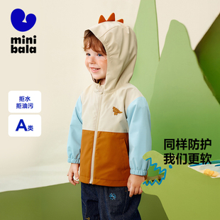 宝宝防风夹克上衣 小软皮 迷你巴拉巴拉男女童连帽外套秋装 新款