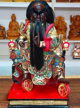 法主公张圣君张真人神像坐龙椅纯手工香樟木雕摆放客厅摆件