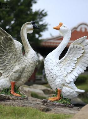 仿真鹅摆件玻璃钢雕塑户外庭院水池塘农场花园卡通鸭子装饰摆件