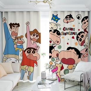 日系蜡笔小新窗帘遮光卧室学生宿舍全遮阳布儿童房卡通新款 飘窗布