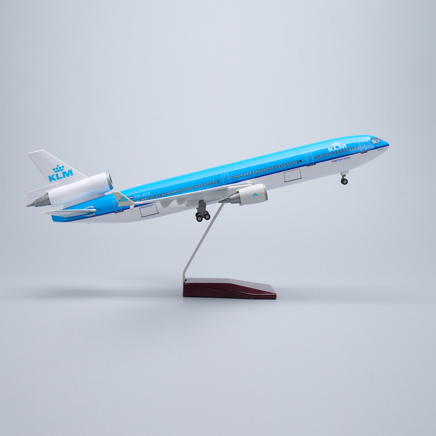 1:130带灯47cm荷兰航空MD11麦道11客机飞机模型仿真拼装摆件KLM