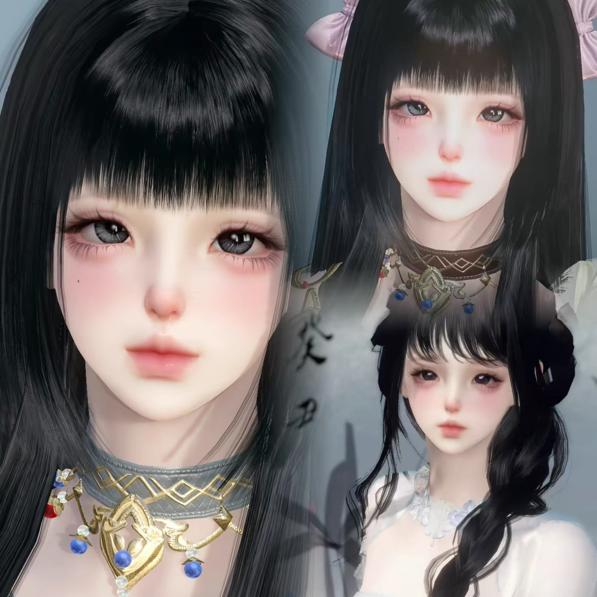 小浮蝶 双妆 黑眼圈羊羔崽一只 原创 逆水寒手游捏脸数据女通用
