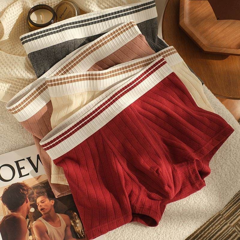 条纹简约纯棉男士内裤男平角裤美式学院风舒适亲皮中腰男四角短裤,运动服/休闲服装,运动内裤,淘宝优惠券,粉丝福利购,淘宝优惠卷