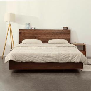 北美黑胡桃全实木高箱床1.5米1.8气压储物悬浮床樱桃木中古风婚床