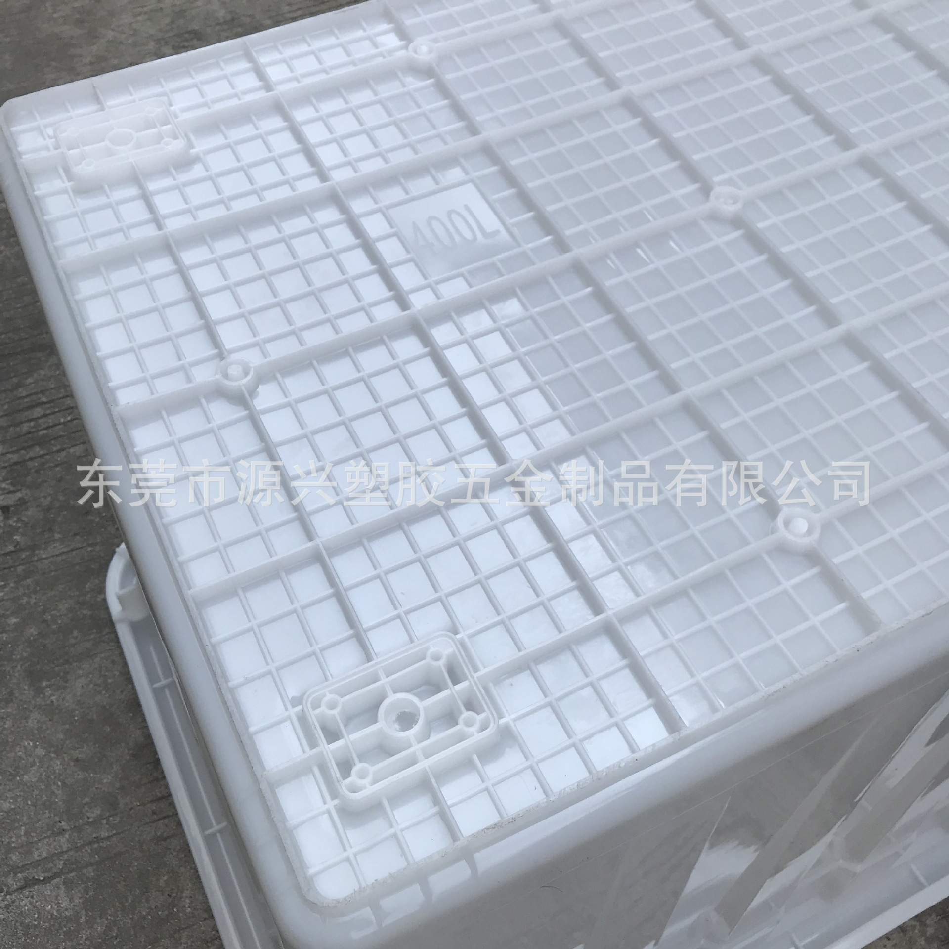 塑料白色400升光滑周转箱 车间流水中转仓储加厚胶框可装脚轮方桶