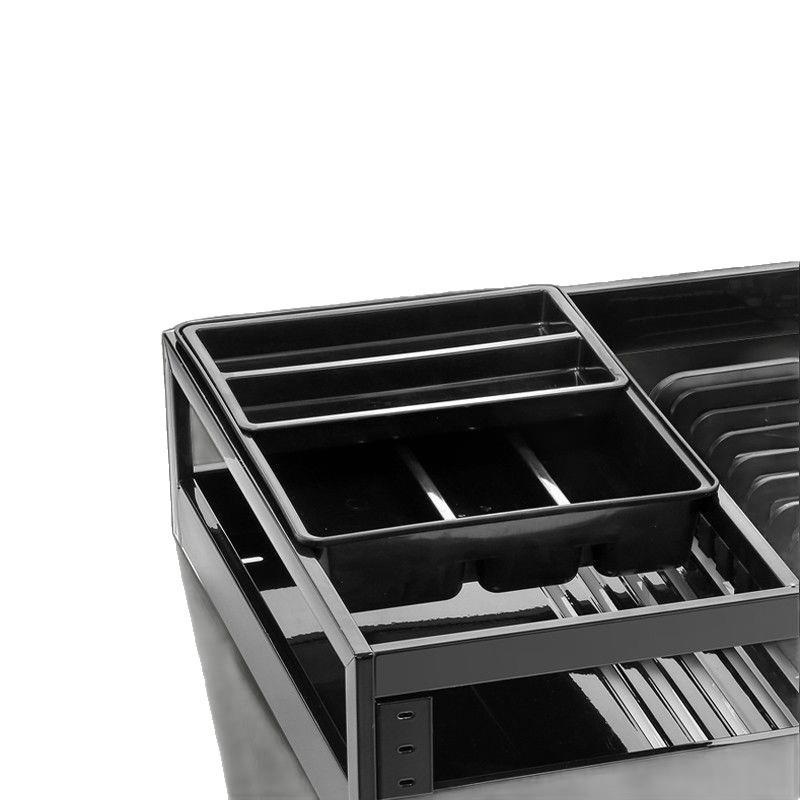 30/35深度厨房拉篮多功能橱柜双层抽拉式收纳碗碟架不锈钢沥水篮