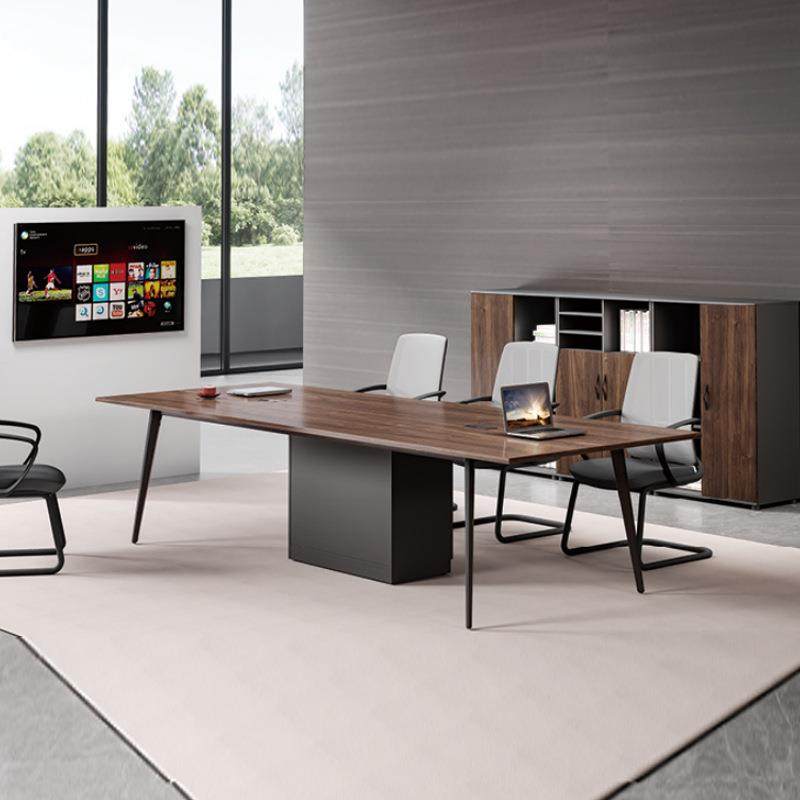 现代简约会议桌条形会议台办公桌大气培训洽谈桌四脚简易会议台