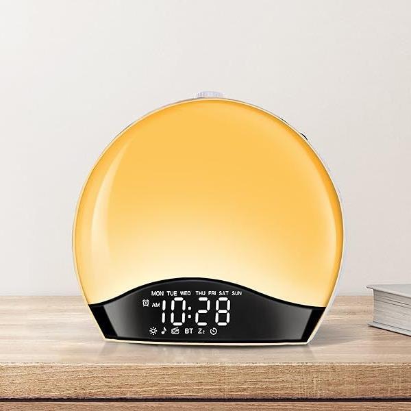 新款模拟日出唤醒灯电子闹钟卧室床头灯带白噪音伴睡氛围灯