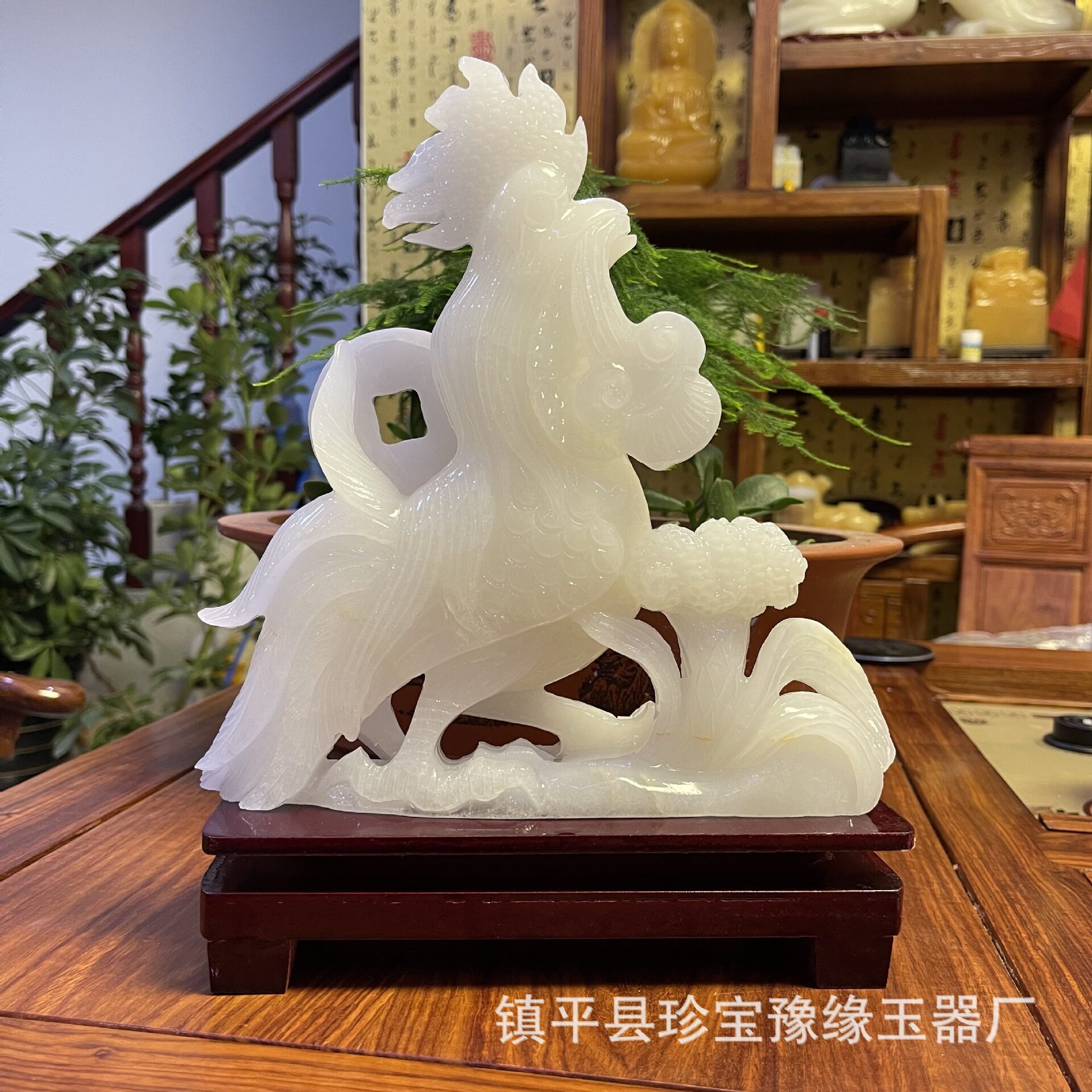 阿富汗玉生肖摆件金鸡报晓官上加管十二生肖工艺品玉器批发