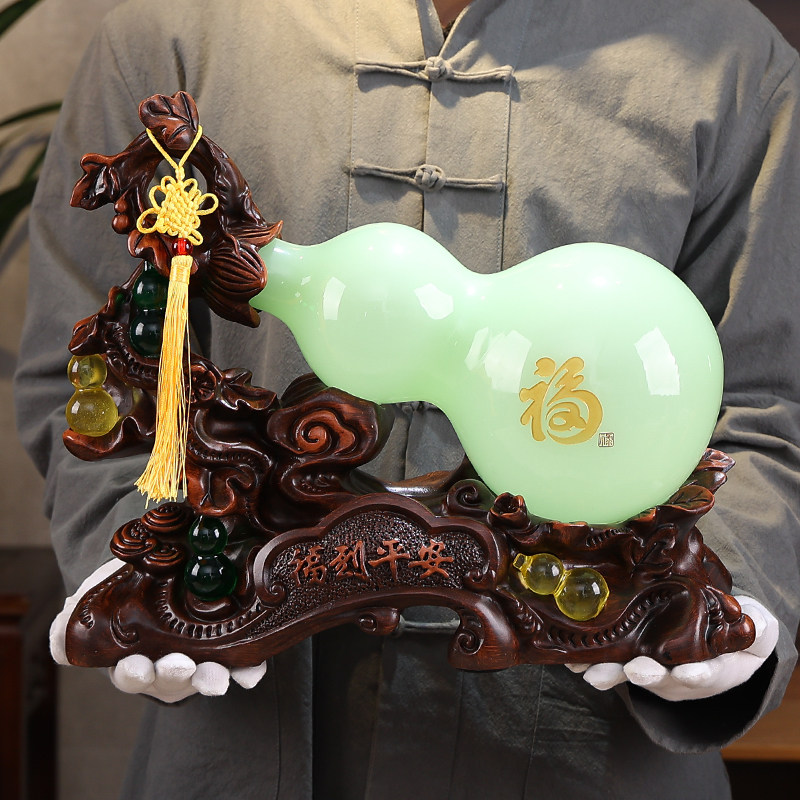 琉璃玉葫芦摆件招财玄关葫芦中式家居客厅电视柜饰品乔迁新居礼品