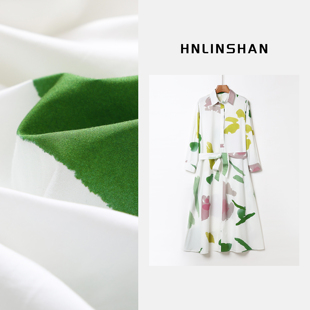 水墨印花棉府绸长袖 花卉 连衣裙BQQ2001 朵姐臻选