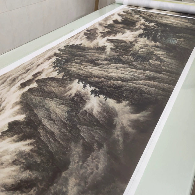 董希源黄山新中式书法山水水墨国画复制品真迹酒店微喷挂画装饰画