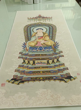 夏荆山国画真迹唐卡佛像高清人物