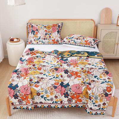 纯棉纱布盖毯三件套全棉加厚办公室午睡沙发毯高端四季通用毛巾被