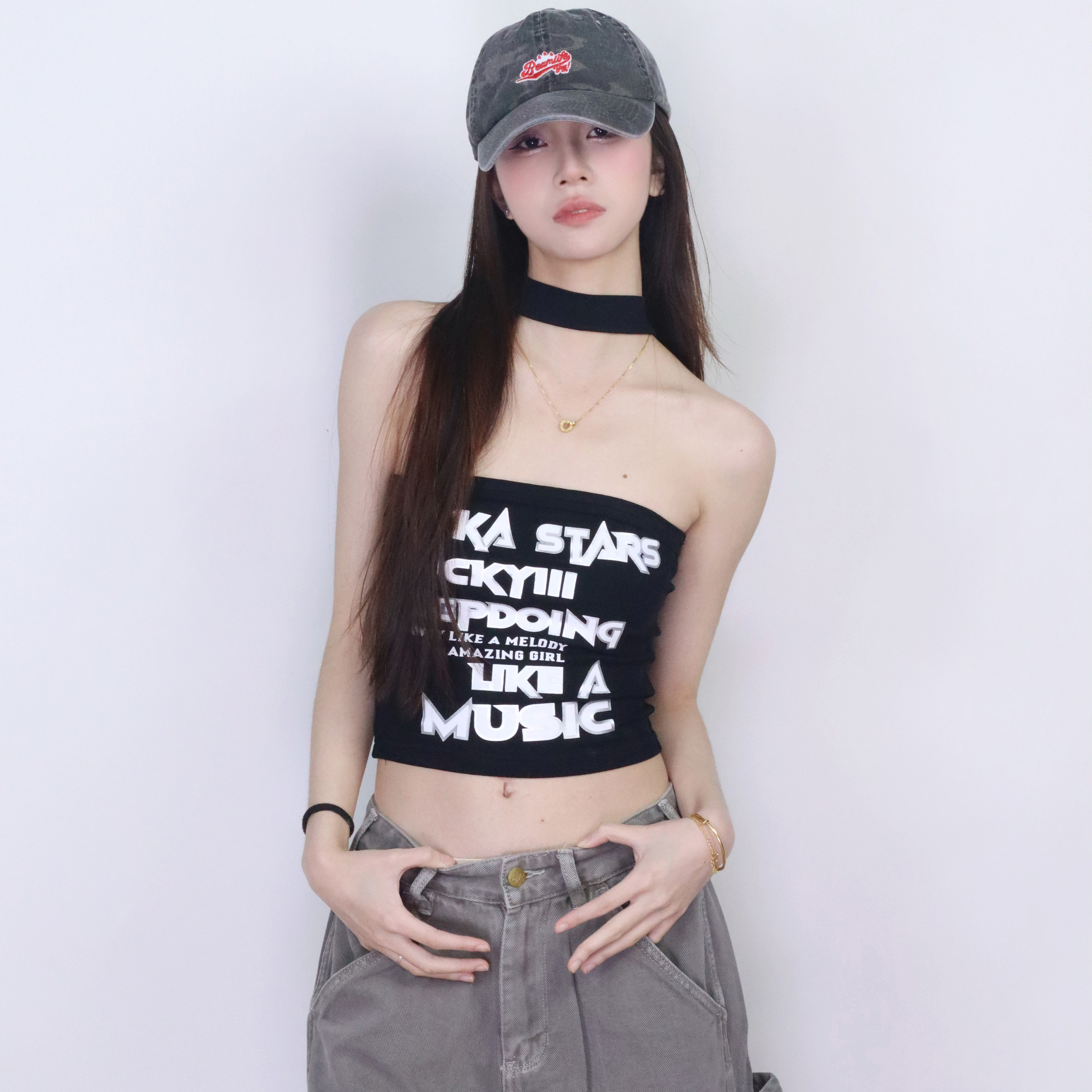 辣妹挂脖背心通勤内搭设计感X248