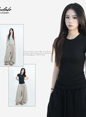 大佬街舞潮牌jazz原创高弹圆领短袖T恤kpop跳舞辣妹上衣女T987