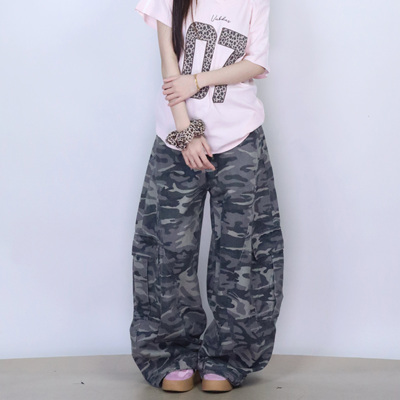 美式复古迷彩裤阔腿夏季4800